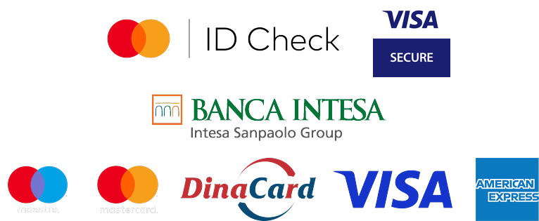 Visa Secure, Mastercard, Maestro, Visa, American Express and DinaCard payment card logos